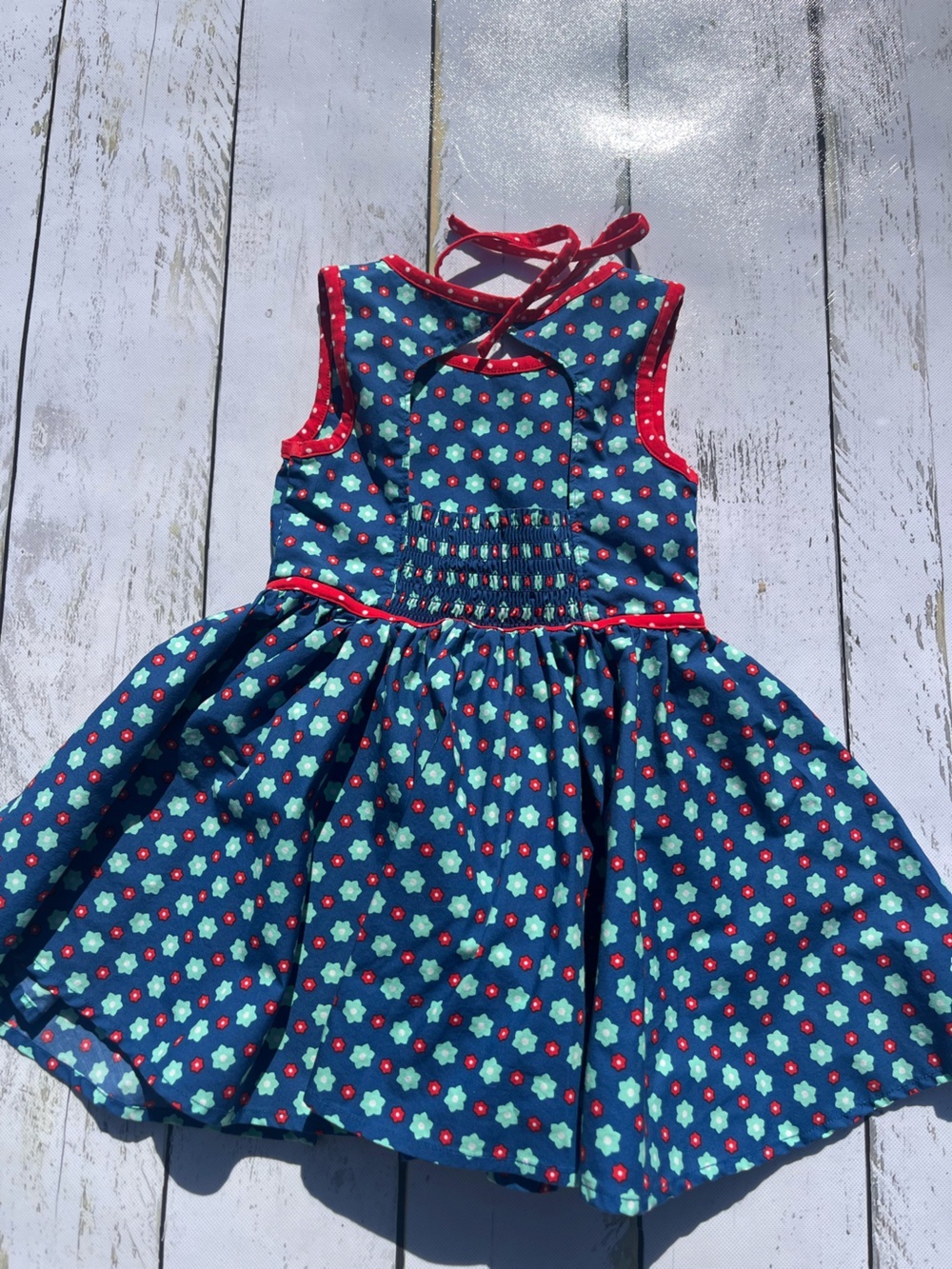 Wildflowers 4 Sleeveless Dress with Red Trim - Picture 4 of 7
